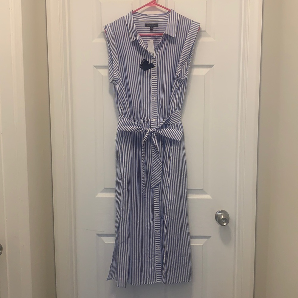 Banana Republic Pinstriped Midi Dress